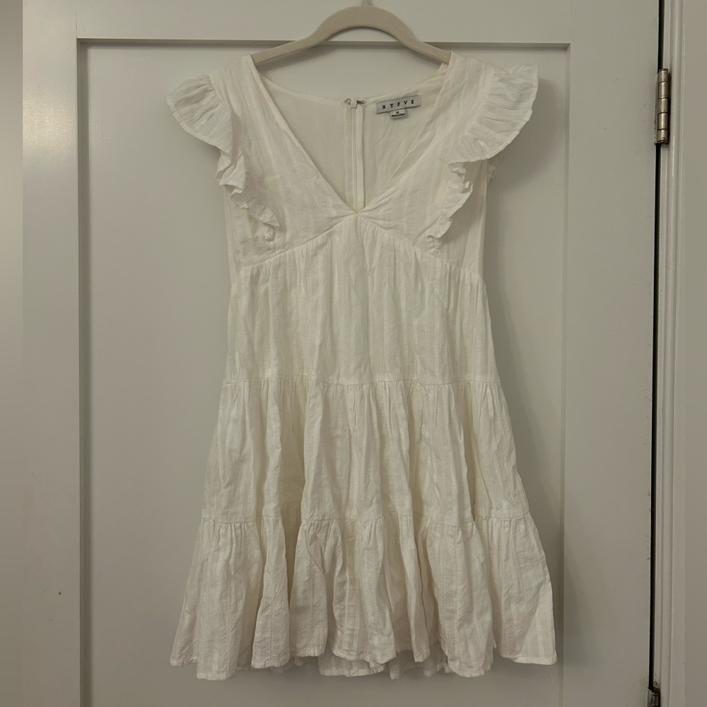 HYFVE Ruffle Sleeve White Mini Dress